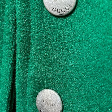 gucci white letterman cardigan with red & blue accents